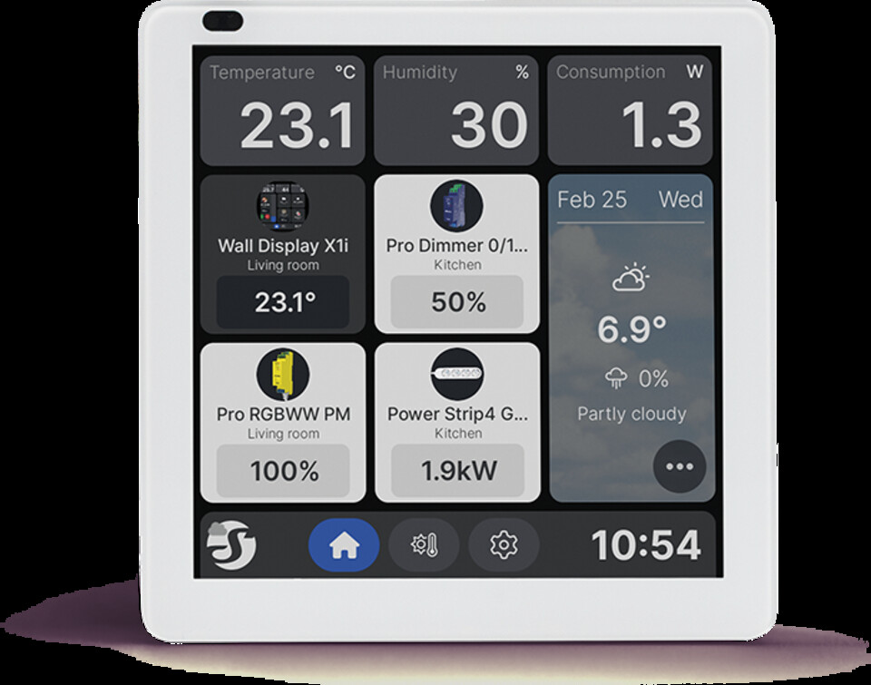 Shelly Wall Display X1i, silver finish, front