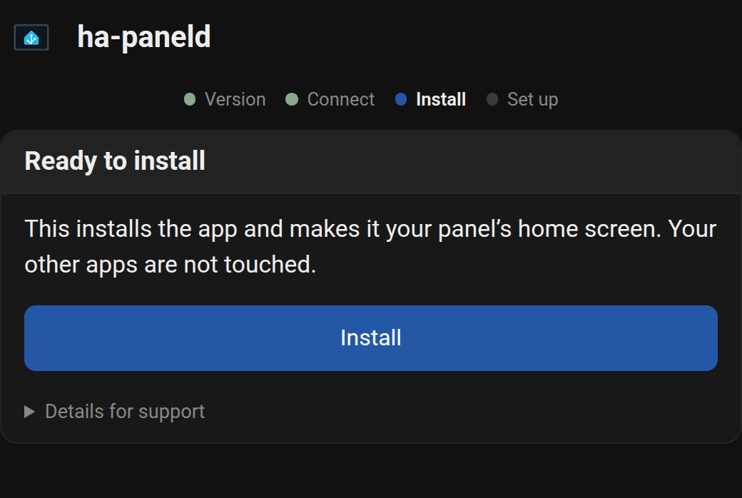 Het USB-installatieprogramma, klaar om te installeren, met één knop Install