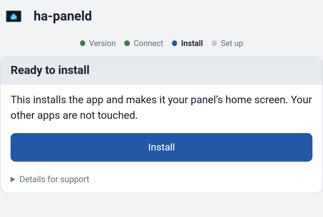 Het USB-installatieprogramma, klaar om te installeren, met één knop Install